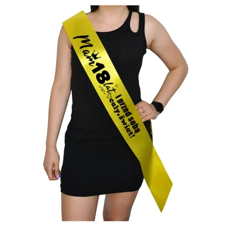 Szarfa ŻÓŁTA Osiemnastka Mam 18 lat i przed sobą cały świat